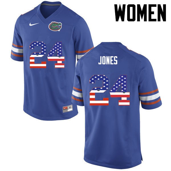 Florida Gators Women #24 Matt Jones College Football Jersey USA Flag Fashion Blue